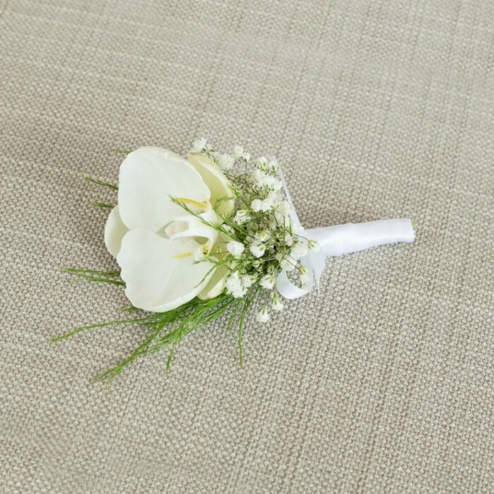 WHITE ORCHID GROOM BOUTONNIERE