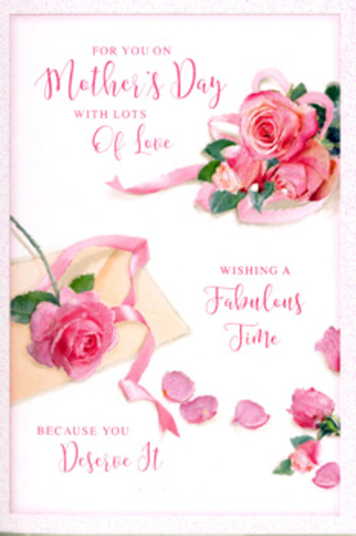 This Mother's Day card portrays a serene, romantic floral composition that could easily have been inspired by the rose gardens dotted around Pinner. At its heart, a cluster of pink roses forms the main focal point, each bloom crafted with lush, overlapping petals in soft gradients of colour, from whisper-light blush on the outer edges to deeper rose tones near the centre. The flowers appear full and open, suggesting freshness and fragrance, like roses cut early in the morning from a garden near Pinner Hill. Surrounding the central bouquet, a trail of loose petals drifts across the pale background, arranged so they look casually scattered yet artfully placed, evoking the sense of time paused after a bouquet has just been admired and gently set down. A pastel ribbon meanders through the floral cluster, its smooth, ribbon-like curve adding elegance and the sense of a carefully finished gift, much like the hand-tied arrangements delivered locally. Over and around the flowers, a flowing message in graceful script offers Mother's Day wishes, the calligraphy's curves echoing the rounded forms of the petals. The lettering has a slightly raised, glossy quality, catching soft highlights in much the same way as the delicate edges of the roses. The palette is dominated by creamy whites and a spectrum of pinks, with soft, even lighting that creates a calm, inviting atmosphere, reminiscent of a quiet afternoon in a Pinner sitting room. The card feels both intimate and luxurious, an ideal partner to a fresh floral bouquet sent to show appreciation and love across Pinner and nearby neighbourhoods.